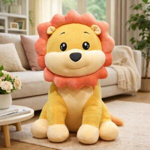 Cute Lion Stuffed Plush Toy, Yellow and Orange, Soft, (45 cm) Bigger Size, Kids Gift